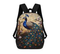 sinyumoney Stained Glass Peacock Artwork-3 Mochilas Escolares, Viajes Y Universitarios Para La Escuela, El Trabajo Y Los Viajes, Estilo:, 17"