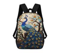 sinyumoney Stained Glass Peacock Artwork-4 Mochila Escolar Infantil Impresa En 3D 17inch Mochilas De Moda Para Niños De Primaria Y Secundaria