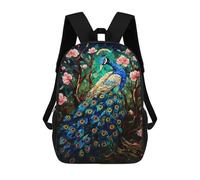 sinyumoney Stained Glass Peacock Artwork-8 Mochilas Escolares, De Viaje Y Universitarias Para La Escuela/trabajo/viajes 17inch