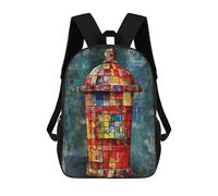 sinyumoney Stained Glass Phone Booth Art Print 17inch Mochilas Escolares Impresas En 3D, Mochilas Escolares De Moda Para Niños De Primaria Y Secundaria