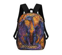 sinyumoney Stained Glass Purple Drago Mochila Con Bolsillo Mochilas Impresas En 3D, Mochilas De Viaje, Mochilas Para Libros, Mochila Escolar Para Niños 17inch