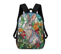 sinyumoney Stained Glass Rabbit Mochila Escolar Infantil Impresa En 3D Para Niños, Mochila De Viaje De Alta Capacidad, Bolsas Para Libros, Mochila Escolar Infantil 17inch