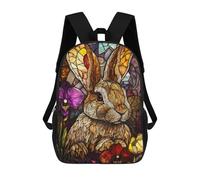 sinyumoney Stained Glass Rabbit Mochila Escolar Para Niñas Y Niños, Mochilas De Gran Capacidad, Mochilas Ligeras Para Niños Y Estudiantes 17inch