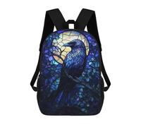 sinyumoney Stained Glass Raven Mochila Escolar Para Niños Con Impresión 3D, Mochila Moderna Para Niños Y Niñas, Mochila Informal Para Estudiantes. 17inch