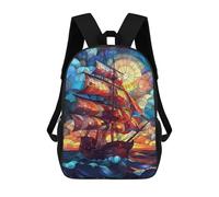sinyumoney Stained Glass Sailing Ship Mochila Escolar Infantil Impresa En 3D Para Niños, Mochila De Viaje De Alta Capacidad, Bolsas Para Libros, Mochila Escolar Infantil 17inch