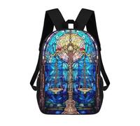 sinyumoney Stained Glass Scales of Justice Mochila Escolar Infantil Impresa En 3D Para Niños, Mochilas De Viaje, Bolsas Para Libros, Mochila Escolar Infantil 17inch