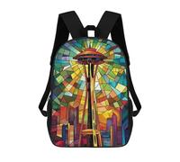 sinyumoney Stained Glass Seattle Skyline-1 Mochila Grande, Ligera E Informal Para El Campus, Actividades Al Aire Libre, Viajes Y Deportes 17inch