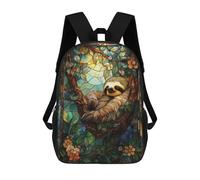 sinyumoney Stained Glass Sloth Mochila Escolar Resistente Al Agua, Mochila De Viaje, Bolsa Para Computadora Para Campus, Viajes Al Aire Libre, Deportes 17inch