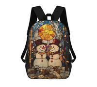 sinyumoney Stained Glass Snowman Mochila Escolar Infantil Con Impresión 3D, Mochila Escolar Informal Para Niños De Primaria Y Secundaria 17inch