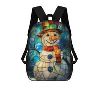 sinyumoney Stained Glass Snowman Mochila Escolar Para Niñas Y Niños, Mochilas De Gran Capacidad, Mochilas Ligeras Para Niños Y Estudiantes 17inch