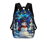 sinyumoney Stained Glass Snowman Mochila Escolar Para Niños De 17 Pulgadas, Mochila Informal De Viaje Para Niños Y Niñas, Mochila De Gran Capacidad Para El Día A Día 17inch