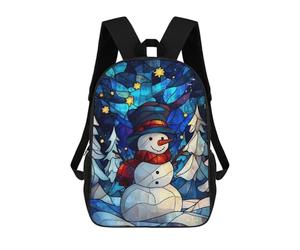 sinyumoney Stained Glass Snowman Mochila Escolar Para Niños De 17 Pulgadas, Mochila Informal De Viaje Para Niños Y Niñas, Mochila De Gran Capacidad Para El Día A Día 17inch
