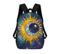 sinyumoney Stained Glass Sun And Moon Galaxy Mochila Escolar Infantil Impresa En 3D Para Niños, Mochilas De Viaje, Bolsas Para Libros Para Niños Estudiantes De Primaria 17inch