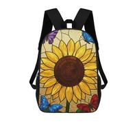 sinyumoney Stained Glass Sunflower with Butterflies Mochila Infantil Para Niñas, Mochila Escolar 3D, Mochila Para Niños Pequeños, Mochila Informal De Día, Mochila Escolar De Moda 17inch