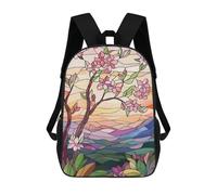 sinyumoney Stained Glass Sunset Landscape Mochilas Infantiles Escolares Impresas En 3D, Mochilas Para Niños, Mochilas De Viaje Para Niños Y Niñas, Mochilas Escolares Para Niños 17inch