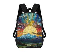 sinyumoney Stained Glass Sunset Landscape Mochilas Infantiles Impresas En 3D De 17 Pulgadas. Mochila Escolar Informal Impresa En 3D Para Niños De Primaria Y Secundaria.