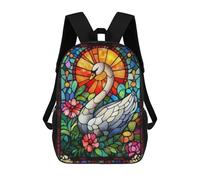 sinyumoney Stained Glass Swan Mochila Escolar Para Niñas Y Niños, Mochilas De Gran Capacidad, Mochilas Ligeras Para Niños Y Estudiantes 17inch