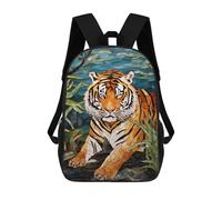 sinyumoney Stained Glass Tiger Artwork Mochila Escolar De 17 Pulgadas Para Adolescentes, Con Estampado 3D, Ajustable Y Con Bolsillos, Ideal Para Niños, Niñas Y Estudiantes.