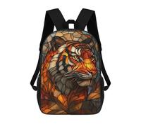 sinyumoney Stained Glass Tiger Artwork Mochilas Infantiles Mochila Escolar Mochila Impresa En 3D Para Niños Mochilas De Viaje Bolsas Para Libros Mochila Escolar Para Niños 17inch