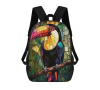 sinyumoney Stained Glass Toucan Mochila Escolar Infantil Impresa En 3D Para Niños, Mochilas De Viaje, Bolsas Para Libros, Mochila Escolar Infantil 17inch