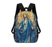 sinyumoney Stained Glass Virgin Mary Illustration Mochila Infantil Para Niñas, Mochila Escolar 3D, Mochila Para Niños Pequeños, Mochila Informal De Día, Mochila Escolar De Moda 17inch