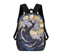 sinyumoney Stained Glass Wave Mochila Infantil Para Niñas, Mochila Escolar 3D, Mochila Para Niños Pequeños, Mochila Informal De Día, Mochila Escolar De Moda 17inch
