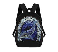 sinyumoney Stained Glass Whale Mochila Escolar Mochilas Escolares Para Niñas Y Niños Mochila Con Bolsillo Mochila Escolar De Moda Mochila Infantil 17inch
