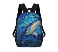 sinyumoney Stained Glass Whale Mochilas Para Niños Y Estudiantes, Mochilas Escolares Impresas En 3D, Mochilas Para Estudiantes De Primaria Y Secundaria Para Niños Y Niñas 17inch