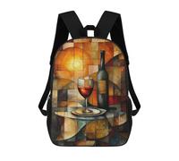 sinyumoney Stained Glass Wine Still Life with Golden Glow Mochila Escolar, Mochila De Negocios Para Portátil, Mochila Unisex Informal Para Hombres/mujeres 17inch