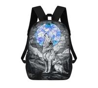 sinyumoney Stained Glass Wolf Mochila Escolar Infantil Estampada Para Adultos Y Niños, Mochila De Viaje Para El Día A Día 17inch