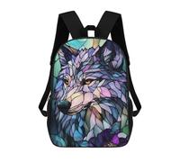 sinyumoney Stained Glass Wolf Mochila Escolar Para Niños, Mochila Escolar De Gran Capacidad Para Niños, Mochila Escolar 3D, Regalos Para Niños 17inch
