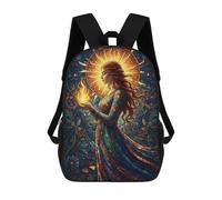 sinyumoney Stained Glass Woman with Flame Mochilas Para Niños Y Estudiantes, Mochilas Escolares Impresas En 3D, Mochilas Para Estudiantes De Primaria Y Secundaria Para Niños Y Niñas 17inch