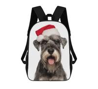 sinyumoney Standard Schnauzer with Santa Hat Mochila Escolar Infantil Impresa En 3D Para Niños, Mochilas De Viaje, Bolsas Para Libros Para Niños Estudiantes De Primaria 17inch