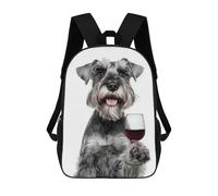 sinyumoney Standard Schnauzer with Wine Glass Portrait Mochilas Para Niños Mochila Escolar Mochila Escolar Impresa En 3D Para Niños Estudiantes De Primaria Y Secundaria 17inch