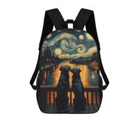sinyumoney Starry Night And Couple Dogs Mochila Escolar Mochila Para Niñas Y Niños Mochilas De Gran Capacidad Mochilas Ligeras Para Niños Y Estudiantes 17inch