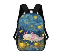 sinyumoney Starry Night Axolotl Adventure Mochilas Infantiles Mochila Escolar Impresa En 3D Para Niños Mochilas De Viaje Bolsas Para Libros Para Niños 17inch Mochila Escolar