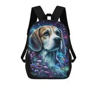 sinyumoney Starry Night Beagle with Flowers Mochila Infantil De 17 Pulgadas, Mochila Escolar Con Estampado 3D De Dibujos Animados Para Niños Y Adolescentes.