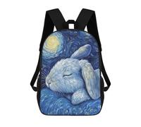 sinyumoney Starry Night Bunny Mochilas Impresas En 3D 17inch Mochila Escolar Infantil Para Exteriores, Mochila Informal De Día, Bolsas De Viaje Informales Para Estudiantes De Secundaria