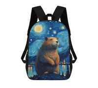 sinyumoney Starry Night Capybara Mochila Escolar Ligera Para El Colegio, Mochila Escolar De Día, Mochila Para Libros Para La Universidad Para Niñas, Adolescentes 17inch