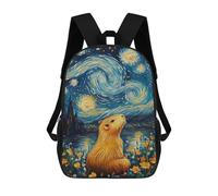 sinyumoney Starry Night Capybara Mochila Escolar Para Secundaria, Mochila Informal Para Niñas Y Adolescentes 17inch