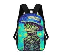 sinyumoney Starry Night Cat Art Print Mochilas Infantiles Impresas En 3D De 17 Pulgadas. Mochila Escolar Informal Impresa En 3D Para Niños De Primaria Y Secundaria.