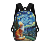 sinyumoney Starry Night Cat Orange Mochila Infantil Con Impresión 3D, Mochila Escolar Para Niños, Mochila Informal Divertida Para Niños Y Adolescentes 17inch