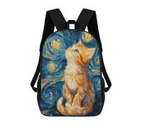sinyumoney Starry Night Cat Painting -2 Mochila Escolar Impresa En 3D 17inch Mochila Escolar Infantil Mochilas De Viaje Mochila Informal De Moda Para Niños Y Estudiantes