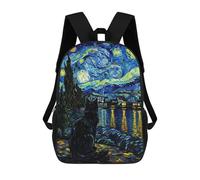 sinyumoney Starry Night Cat Painting Mochila Infantil Para Niñas, Mochila Escolar 3D, Mochila Para Niños Pequeños, Mochila Informal De Día, Mochila Escolar De Moda 17inch