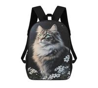 sinyumoney Starry Night Cat with Flowers -2 Mochilas Infantiles Mochila Escolar Impresa En 3D Para Niños Mochilas De Viaje Bolsas Para Libros Para Niños 17inch Mochila Escolar