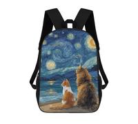 sinyumoney Starry Night Cats -14 Mochilas Infantiles Mochila Escolar Impresa En 3D Para Niños Mochilas De Viaje Bolsas Para Libros Para Niños 17inch Mochila Escolar