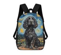 sinyumoney Starry Night Cocker Spaniel Art Print-4 Mochila Escolar Infantil Impresa En 3D 17inch Mochilas De Moda Para Niños De Primaria Y Secundaria