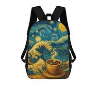 sinyumoney Starry Night Coffee Wave Painting Mochila Escolar Infantil Impresa En 3D Para Niños, Mochilas De Viaje De Alta Capacidad, Bolsas Para Libros, Mochila Escolar Infantil 17inch