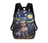 sinyumoney Starry Night Cute Shih Tzu Mochila Escolar Infantil Con Impresión 3D, Mochila Escolar Informal Para Niños De Primaria Y Secundaria 17inch