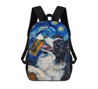 sinyumoney Starry Night Dog with Beer 17inch Mochila Escolar Impresa En 3D Para Niños, Mochila Escolar Informal De Moda, Mochilas De Viaje Para Niños Y Estudiantes.